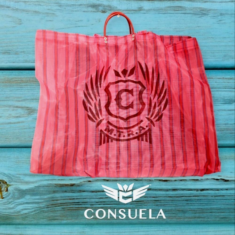 Consuela Mesh Shopping Bag Pink & Blue‎ Jumbo 19"x24"x10.5"